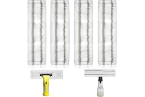 LIBERSHINE Lot de 4 serpillères de rechange en microfibre pour aspirateur de fenêtre Kärcher WV1 WV2 WV5 - 275 x 70 mm - Élimine efficacement la saleté et les rayures