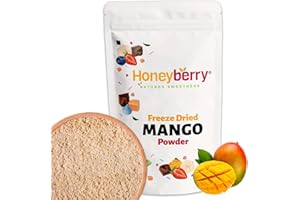 HONEYBERRY Polvere di Mango Liofilizzato 100g - Frutta Liofilizzata in Polvere - Mango Disidratato in Polvere per Frullati, Yogurt e Dolci - Polvere di Frutta Disidratata Naturale e Senza Additivi
