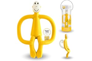 Matchstick Monkey - Teething Ring Monkey Original - Baby Teething Aid - Soft Nubs Massage Sore Gums - Silicone BPA-Free - Gripping Toy for Teething - from 3 Months - Yellow