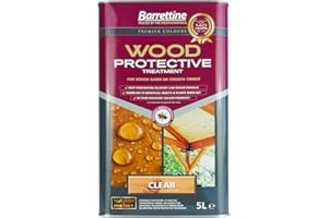 Barrettine Wood Protective Treatment (Clear, 5L) - Ideal Treatment for Outdoor Treated Timber Structures. Wood Protector Oil with Water Repellent Qualities. UV & Fade Resistant.