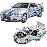 Cici Oyuncak Fast &amp; Furious Brian O'Conner 2002 Nissan Skyline GT-R R34 1:24 Diecast Model Araba