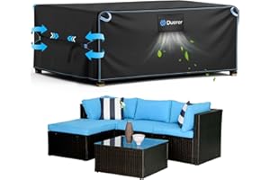 Duerer Garden Furniture Covers Waterproof 125 x 125 x 74cm Outdoor Patio Furniture Covers 420D Oxford, for Rattan Set, Sofa Table Chair Set Cover, Anti-UV Rain Snow Dust Wind-Proof with Air Vent