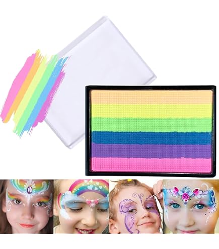 LGBTQ Accessoires – 4er-Pack Rainbow Face Paint Pens + 4 Regenbogen-Aufkleber, Leuchtende Farben (Rot, Orange, Gelb, Grün, Blau, Lila), Ideal Für Pride-Events, Paraden Und Bunte Mottopartys, Geschenk Für Kreative Kids