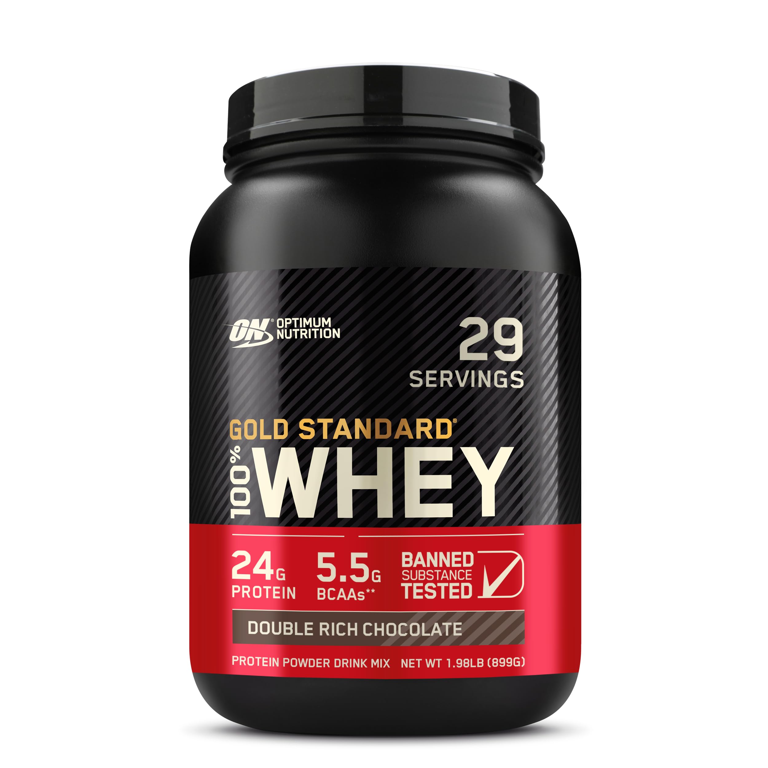 Optimum Nutrition (ON) Gold Standard 100% Whey (2 lbs/907 g) (Double Rich Chocolate) Protein Powder for Muscle Support & Reco
