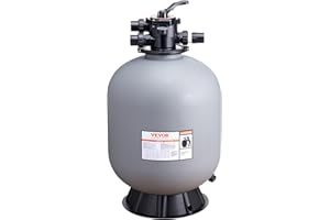 VEVOR Filtre à sable 609,6 mm système de filtre à sable pour piscine hors sol avec valve multi-ports 7 voies débit 65 GPM fonction filtre, lavage contre-courant, rinçage, recirculation, déchets, hiver