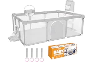 GUBBY GUPS® Laufstall Baby Bällebad Baby Laufgitter mit Basketballkorb (und Fussballtor),188x124x66cm und als Lauflernhilfe