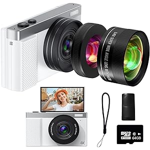 4K Digital Camera for Photography,64MP Vlogging Camera for YouTube with 3\