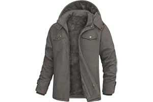 Lonya Chaqueta Hombre Tipo Bómber Invierno Militar Cazadora Jacket Chaquetas de Trabajo Forro de lana Bolsillos Múltiples Cortaviento Casual Cálida de Algodón Cortavientos con Capucha