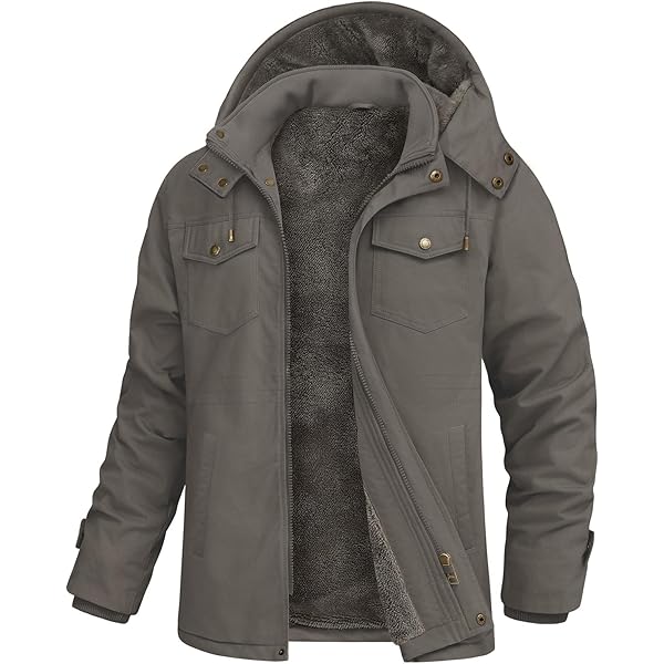 Herenjas tijgerstrepen capuchonjas voering vrijetijdsjas gebreide jas met ritssluiting winddicht winterjas mannen wandelen outdoorjas sportjas overgangsjas, grijs, M