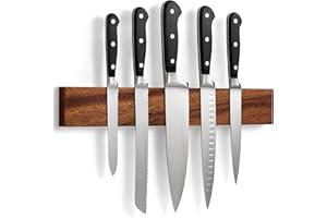 LARHN Barra Magnetica per Coltelli Extra Forte – 40 cm, Noce – Porta Coltelli Cucina Magnetico – Calamita da Muro