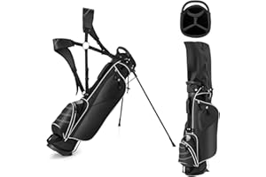 GYMAX Bolsa con Trípode de Golf, 4 Divisores, 4 Bolsillos con Cremallera, Correas de Hombro Ajustables, Bolsa de Golf Portátil con Cubierta Impermeable, Unisex Adulto