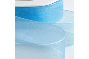 Italian Options Organza Chiffon Ribbon, Sheer Organza Ribbons for Gift Wrapping, Presents, Crafting, Wedding, Flower Bouquets, Birthday, Decorations, Décor, 25mm x 20 Metres, Blue