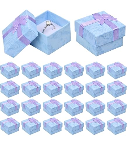 12 Scatole Portagioie Quadrate In Cartone Naturale Con Fodera Morbida - 22x4.5x2.5 Cm - Ideali Per Anelli, Collane, Orologi E Regali Fai Da Te