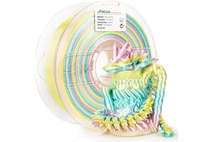 AMOLEN Filament PLA Silk Pour Imprimante 3D, PLA Rainbow Jaune Rose Bleu, Filament PLA Multicolore 1.75 mm, Bobine 1 kg (2.2 lbs)