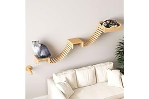 JanYoo Ścianka wspinaczkowa dla kotów, hamak, zestaw, legowisko dla kota, ściana drapak, meble dla kotów, most wiszący, schody dla kota