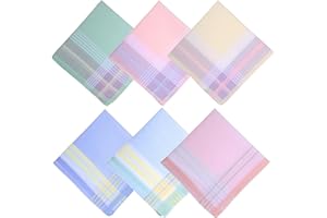 FDCLIXUVOL Cotton Handkerchiefs for Women 6 Pieces Women Soft Cotton Hankies Soft Stripe Handkerchief Ladies Hankies Sweat Handkerchief for Womens Tea Party Gifting Weddings, Colorful