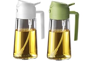 TrendPlain Spruzzino Olio per Friggitrice Aria 470ml, Dosatore Olio 2 in 1, Oliera Spray per Cucina, Insalata e Aceto, Accessori Cucina senza BPA - Bianco e Verde