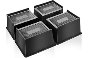 MixDora Bed Risers 4 Inch Heavy Duty Furniture Risers Rectangular L-Shape Anti-Slip Sofa Risers for Couches Table Chair 4 Pack Black (4 Pack, 4 Inch)