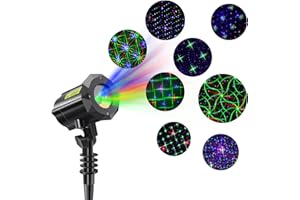 Dalanpa 8 Patterns Christmas Projector Lights, Outdoor Garden Decorative Lights with Remote Control and Security Lock for Indoor Outdoor Home Garden (Red, Green, Blue)