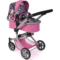 Bayer Chic 2000® 2-in-1 combi poppenwagen Linus - Melange grijs-roze - opvouwbaar, in hoogte verstelbare handgreep 47-78 cm - poppen tot 52 cm, 4-8 jaar