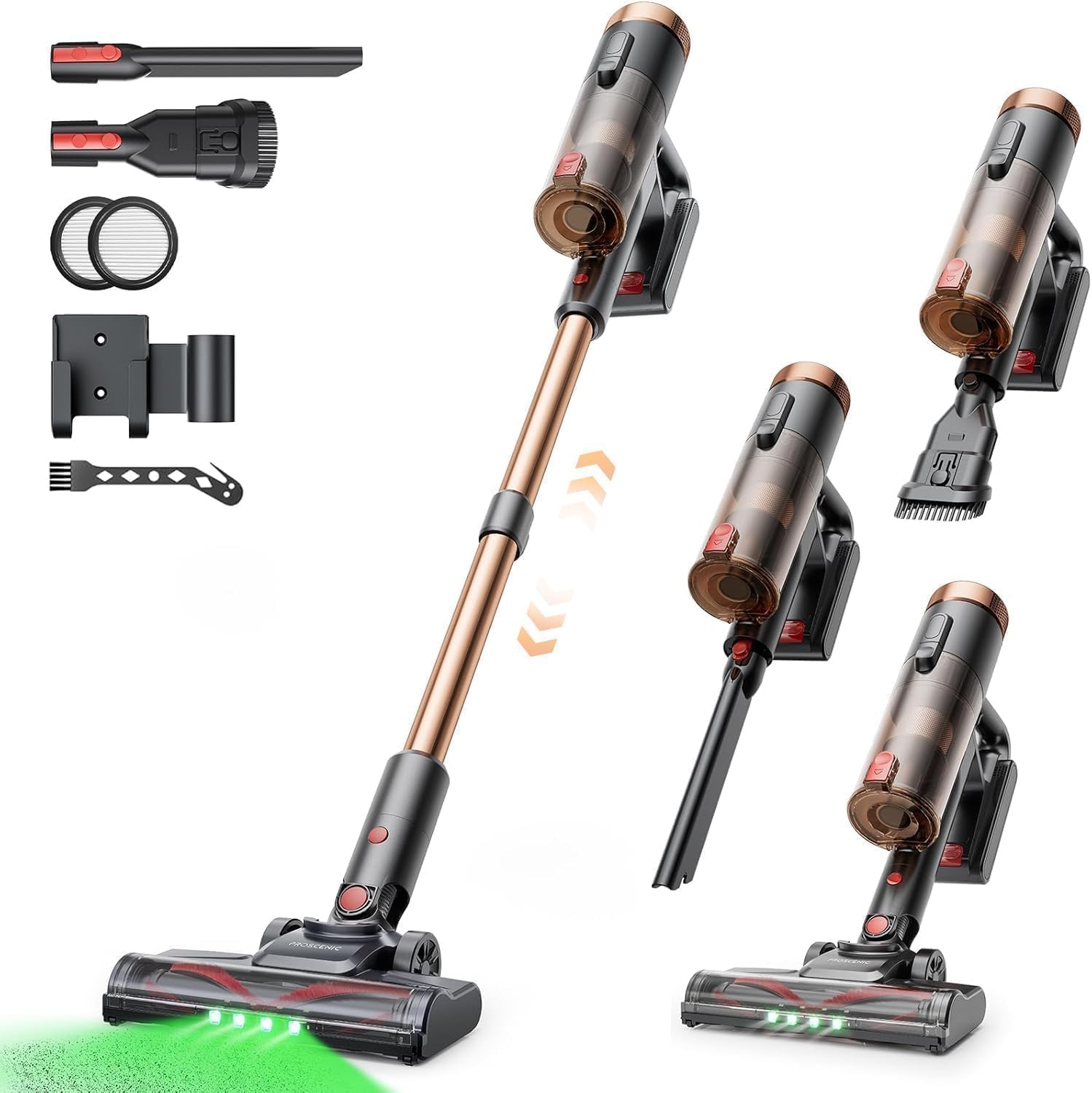 Proscenic P11 Ultra+ Aspirapolvere senza fili 500W/50Min/50KPA, Scopa Elettrica senza Fili Potente con Spazzola Anti-Groviglio, Display LED, Batteria Rimovibile, per Pavimenti/Tappeti/Peli