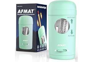 AFMAT Fully Automatic Electric Pencil Sharpener for φ7-8 mm Colored Pencils, Rechargeable Hands-Free Pencil Sharpener with Container, Auto in & Out, Portable&Safe for School, Home, Office,Green