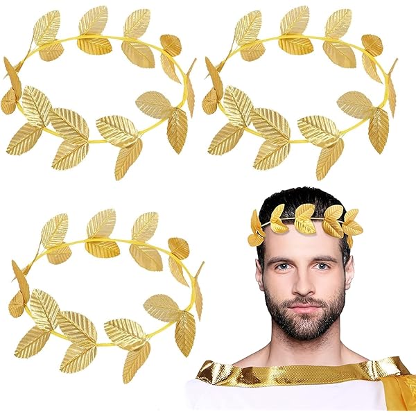 Mengloo 3 Stks Boho Hoofddeksel Haarband Romeins Blad Kroon Godin Tiara Gouden Blad Band Kroon van Bladeren Meisjes Grieks Goud Blad Hoofdband Bruids Hoofdbanden Goud Laurierblad Hoofdtooi