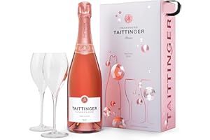 Taittinger Brut Prestige Rosé Non Vintage Champagne and Glasses Gift Set 75cl