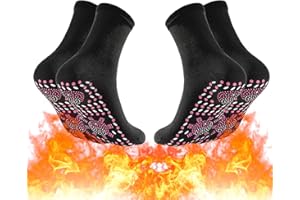 ROWJOW 2 Pairs Self Heating Socks, Thermal Socks Foot Warmer Socks for Men Women Hiking Skiing Camping Running Fishing Outdoor Activities Anti-freezing, Comfortable & Breathable