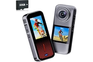 Xilecam Cámara Deportiva con Doble Pantalla 1350mAh Batería Camara Moto, Camara Acuatica Sumergible de 32 GB y Accesorios Varios（Gris Metalizado）