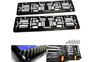 RZG 2x Black Genuine Carbon Fibre Fiber Euro UK Car Licence Registration Number Plate Holder Surround Frame German Deutschland