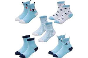 MSHEN calcetines de algodón para niños, calcetines lindos de dibujos animados para niños, 0-7 años, 5 pares,EU10-29