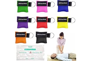 Lithyc Paquet de 8 Masques Respiratoires avec Porte-CléS,CPR Masque,Respiratoire Porte-CléS,Masques de RéAnimation Cardio-Pulmonaire, Masque de Poche, Adapté à La Formation en Premiers Secours en RCR