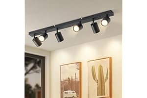 ‎ZMH ZMH LED Deckenstrahler Deckenleuchte Schwarz: Strahler Deckenlampe 6 flammig Modern Deckenspots Flur 350°Schwenkbar Industrial Spots Küchenlampe für Wohnzimmer Schlafzimmer Küche - Ohne Leuchtmittel