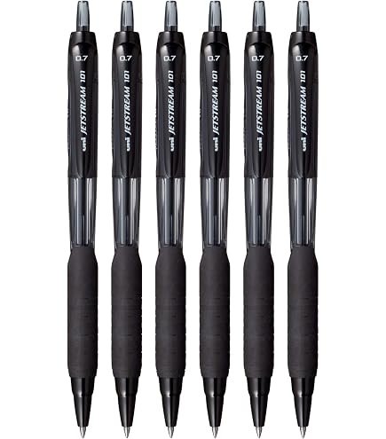 Uni-ball Jetstream SXN 101 07 Kugelschreiber – 5er Set, 0,7 Mm, Schwarz, Ausziehbar & Wasserfeste Tinte