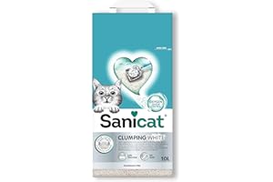 Sanicat - White - Fragrance Free ultra clumping cat litter | Made of natural minerals with guaranteed odour control | Absorbs moisture and makes cleaning easier | 10 L capacity