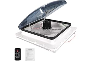 Hlieeosfcn Belüftung für Wohnmobil 40 * 40 cm RV Dachventilator 12V RV Dachventilator mit 3 Gänge einstellbare Windgeschwindigkeit,extrem geräuscharmer Dauerbelüftung RV 12V Remote,für Wohnmobile
