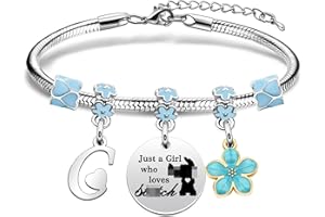 Poaemki Funny Initial Stitch Bracelet for Women Girls, Cute Letter A-Z Reminder Bracelet Just a Girl Who Loves Stitch BFF Gift for Friend Sister Daughter