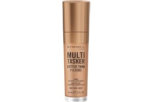 Rimmel Multi-Tasker Better Than Filters, 002 Fair Light, Base de Teint, Booster d’Éclat et Highlighter, formule vegan, pigments réflecteurs de lumière, grand applicateur doux, 30 ml