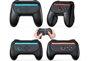 FYOUNG Dual-Size Controller Grips for Nintendo Switch 2 (2025)/ Switch 1/OLED - Comfort Handle for Joycon 2 & 1 Holder Accessories for Family Gaming (4 Pack) - Black