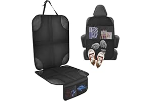 AiQInu 1 Pezzi Protezione Sedile Auto e 1 Pezzi Proteggi Sedile Auto Bambini con Tasche Portaoggetti Impermeabile Antisporco Protezione per Auto in Tessuto Oxford per Bambini e Animali