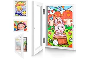 HLJS Kinder Kunst Bilderrahmen, Aufklappbar Kunstfotorahmen für Kinder, Kunstrahmen Frontöffnung für Kunstwerke, Befüllbar Bilderrahmen zum öffnen für max.A4