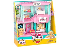 Little Live Pets Mama Surprise Families zestaw do zabawy dla niemowląt, 3 szczenięta retrievera, magiczny, dwustronny zestaw do zabawy (szerokość 27,8 cm, wysokość 23,8 cm) do karmienia, kąpieli i
