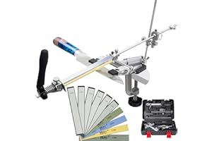 CWOVRS Kit per affilare i coltelli, RX-009 Affilacoltelli professionale, Rotazione a 360°, Aggiorna clip per coltelli ad angolo fisso e regolabile, Kit sistema per affilare i coltelli da chef, 11 pietre