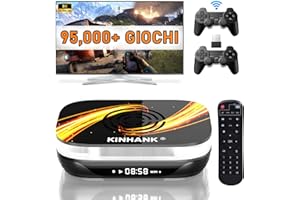 Kinhank Console Retro Game, Super Console X3 Plus, Console Giochi con 95.000+ Videogiochi, EmuELEC 4.5/Android 9.0/CoreELEC System in 1, Uscita 8K UHD, 2.4G/5G BT 4.0, con 2 Controller, 128GB