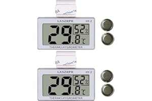 GXSTWU Reptile Hygrometer Thermometer LCD Display Digital AmphibianTank Hygrometer Thermometer with Hook Temperature Humidity Meter Gauge for Reptile Tanks, Terrariums, Vivarium (2 packs)