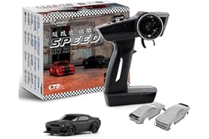 FLYCOLOR TurboRC 1:76 Mini Sport Car 4CH 2.4GHZ Telecomando Completo Proporzionale RTR Kit con 2 Shell Corpo Sostituibile (C75-Nero)