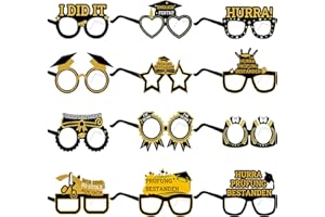 TOPJOWGA Einschulung Deko, 12 Stück Alles Gute zum Schulanfang Partybrillen, Schulanfang Brille ABC 123 Zuckertüten, Schulkind Schuleinführung für Jungen Mädchen Party Photo Booth Requisiten