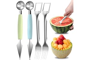 TUZHE Melonenschneider 4 STK, Wassermelonen Schneider Melonenausstecher Obstschneider für Cantaloupe, Papaya, Drachenfrucht