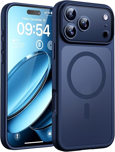 TOCOL Magnetic for iPhone 17 Pro Max Case, Compatible with MagSafe, Full Camera Protection, Built-in Magnetic Ring, Drop Protection Shockproof Translucent Matte Phone Case (Dark Blue)